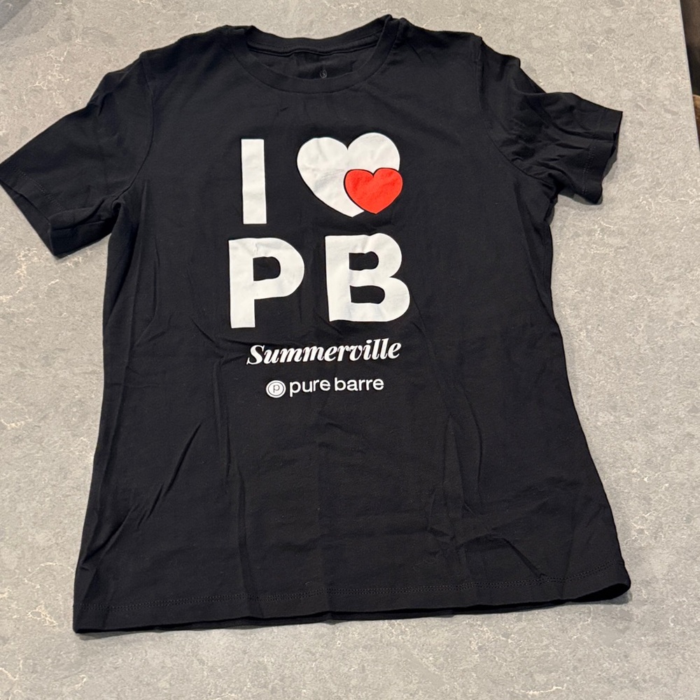 Pure Barre Black Tee with Heart Graphic